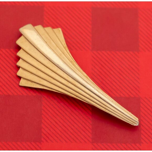 Vintage Mid Century Geometric Gold Tone Brooch by Act 2 - O9 - Picture 2 of 3